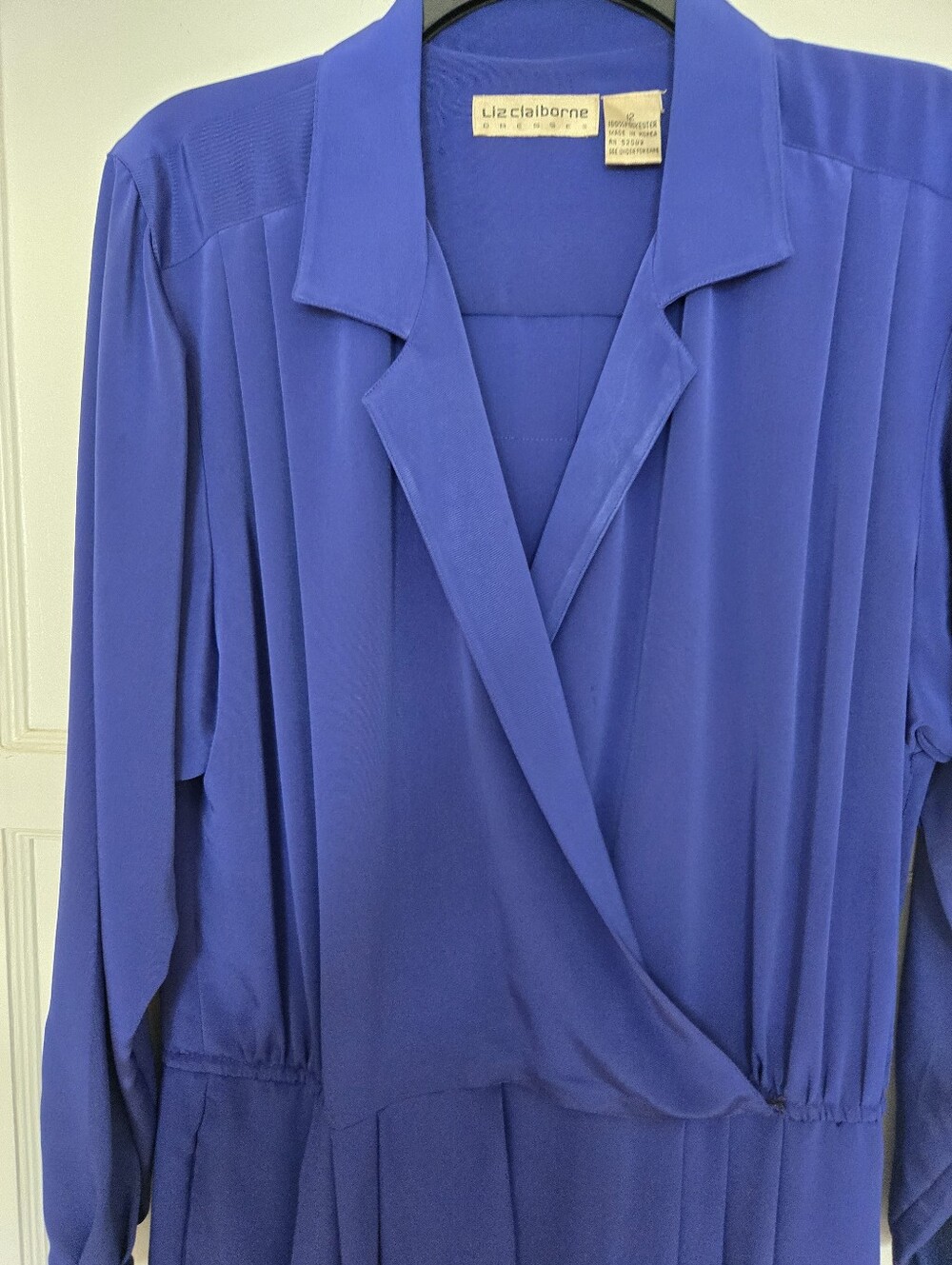 Vintage Liz Claiborne Cobalt Blue Draped Wrap Front Flowy Jumpsuit Size 12